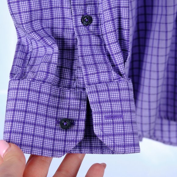 Robert Graham Purple Button Front Shirt Men's 42 16.5 - Picture 5 of 11